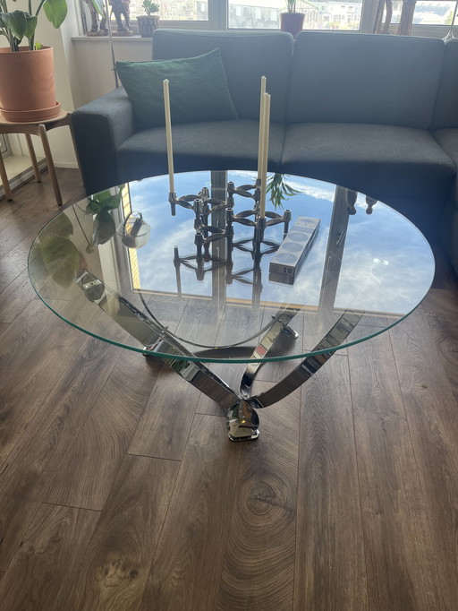 Space Age Coffee Table, Knut Hesterberg, Chrome, Glass