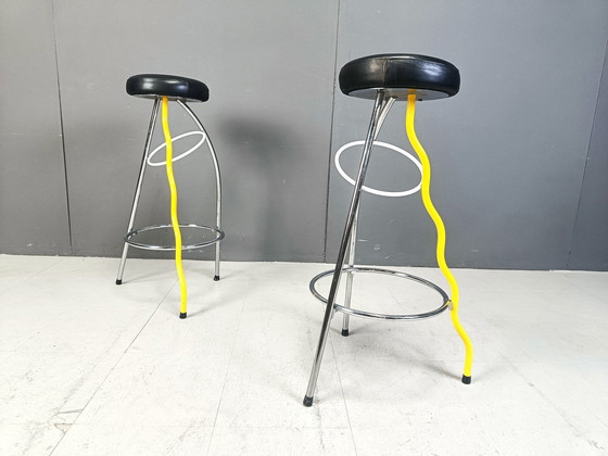 Image 1 of Pair Of Duplex Stools By Javier Mariscal For Bd 1980'S Memphis