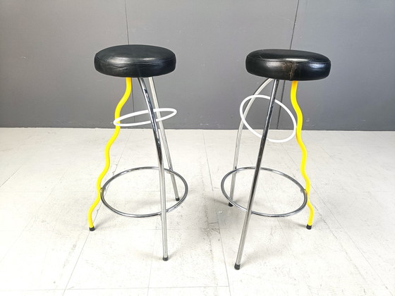 Image 1 of Pair Of Duplex Stools By Javier Mariscal For Bd 1980'S Memphis