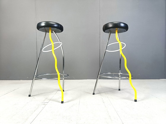 Image 1 of Pair Of Duplex Stools By Javier Mariscal For Bd 1980'S Memphis