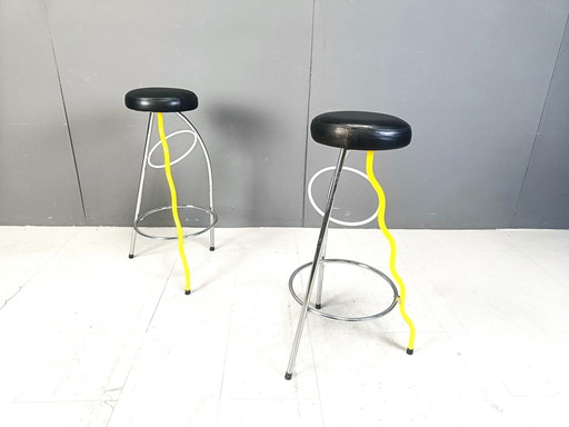 Pair Of Duplex Stools By Javier Mariscal For Bd 1980'S Memphis