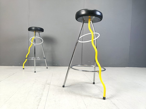 Image 1 of Pair Of Duplex Stools By Javier Mariscal For Bd 1980'S Memphis