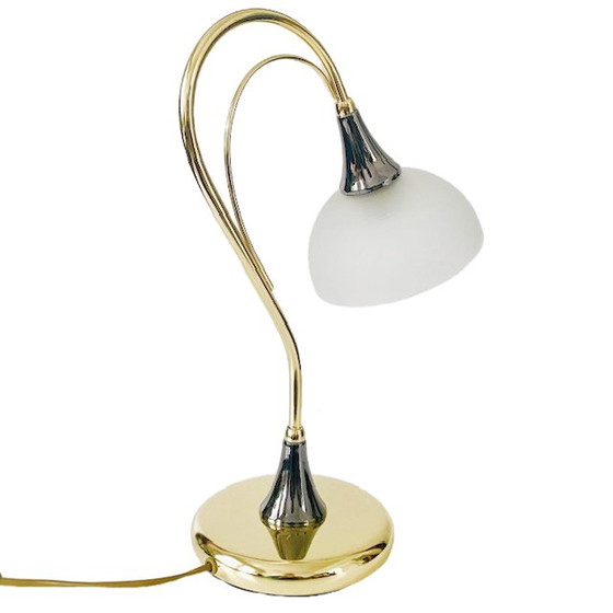 Image 1 of Brass gooseneck table lamp hollywood regency