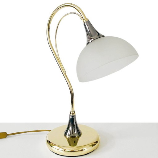 Brass gooseneck table lamp hollywood regency