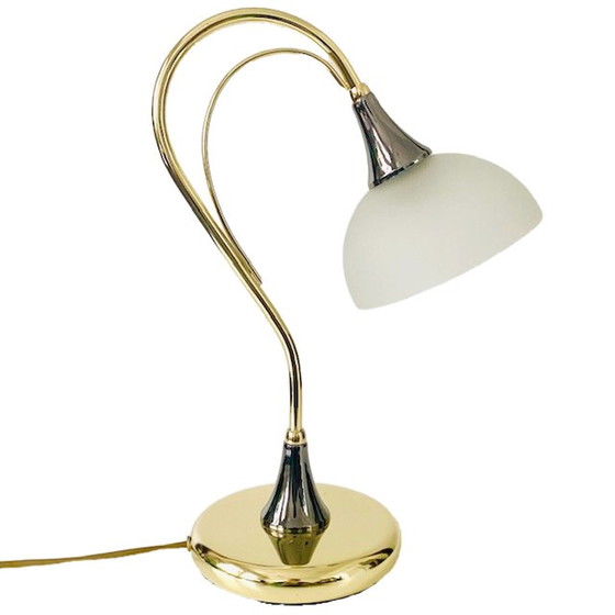 Image 1 of Brass gooseneck table lamp hollywood regency