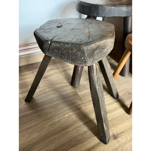 Set of 4 vintage wooden stools