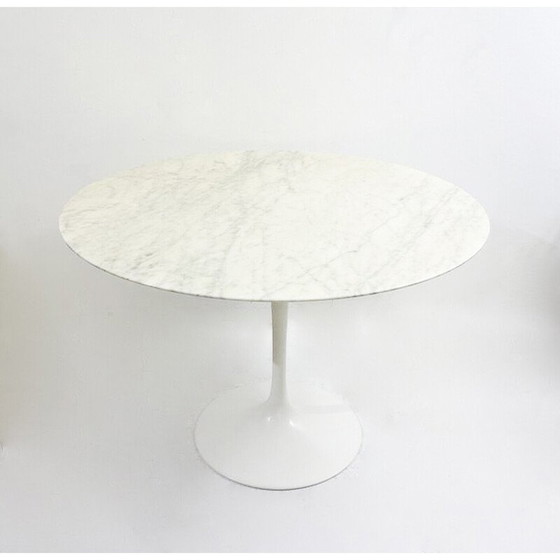 Image 1 of Vintage round white marble dining table by Eero Saarinen for Knoll, Italy 1960