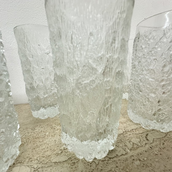 Image 1 of Set of 9 bark glass drink glasses by Goebel charlottenhutte , 1970s , Germany