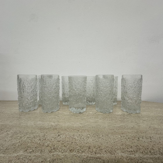 Image 1 of Set of 9 bark glass drink glasses by Goebel charlottenhutte , 1970s , Germany