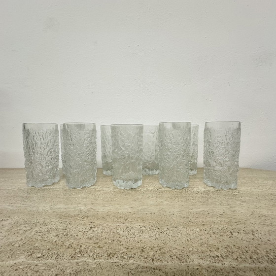 Image 1 of Set of 9 bark glass drink glasses by Goebel charlottenhutte , 1970s , Germany