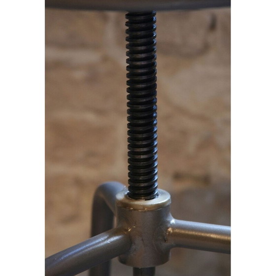 Image 1 of Sgabello girevole vintage in acciaio nero