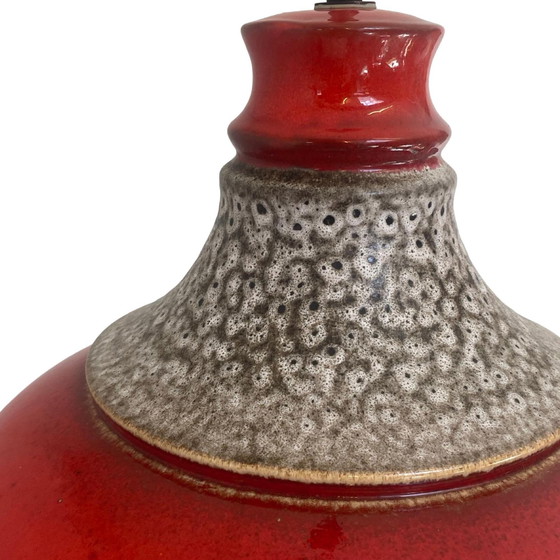 Image 1 of Fat Lava - UFO shaped Ceramic Hanging Pedant - Midcentury - Germany - BOHO - Red and Beige