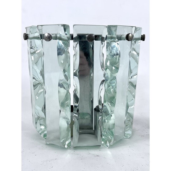 Image 1 of Par de lámparas de pared de cristal tallado de mediados de siglo de Zero Quattro, Italia, década de 1970
