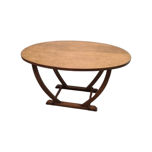 French Art Deco Oak Oval Coffee Table 1920s