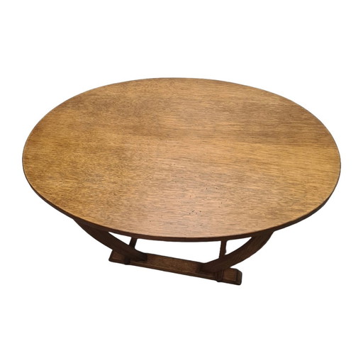 French Art Deco Oak Oval Coffee Table 1920s