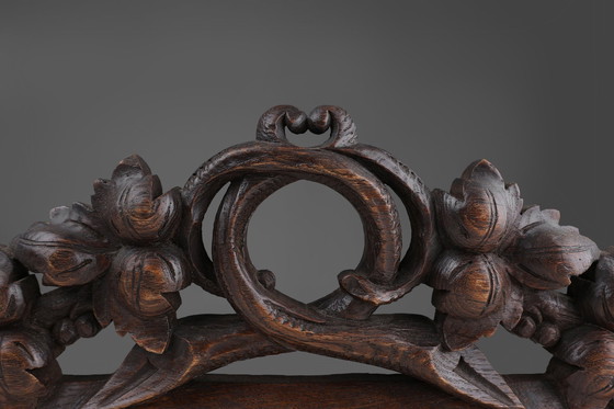 Image 1 of Antique Oak Pediment With Hand-Carved Oak Leaves, 1850