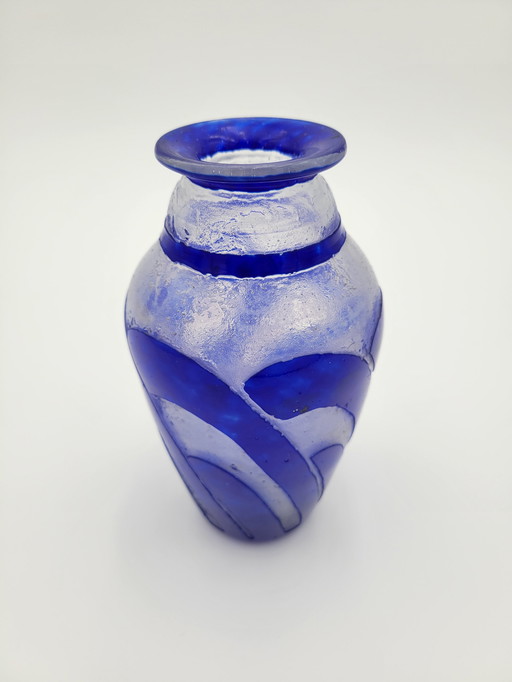 Vase En Pate De Verre Multicouche Signed Degué