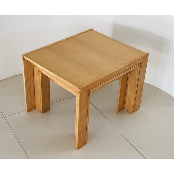 Image 1 of Vintage nesting tables model 777 in ash by Afra and Tobia Scarpa for Cassina, Italy 1960
