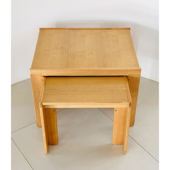 Image 1 of Vintage nesting tables model 777 in ash by Afra and Tobia Scarpa for Cassina, Italy 1960