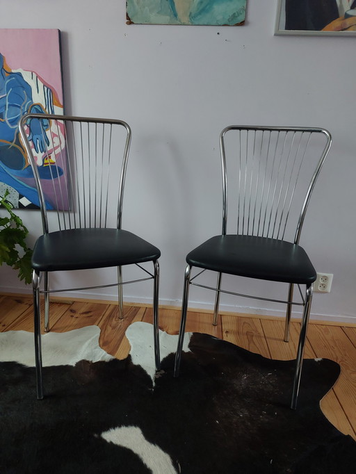 5x Italian design dining chairs wire chrome