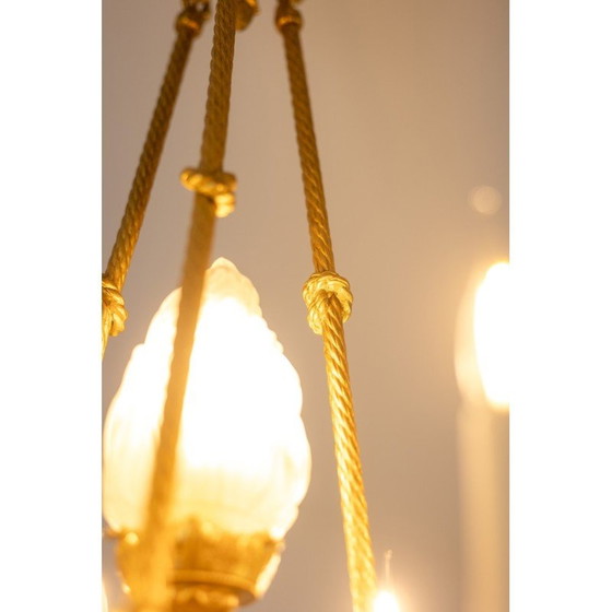 Image 1 of Lampadario vintage in bronzo dorato con 6 bracci di luce, 1900