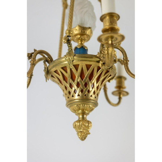 Image 1 of Lampadario vintage in bronzo dorato con 6 bracci di luce, 1900