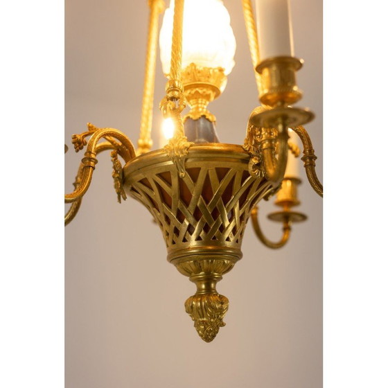Image 1 of Lampadario vintage in bronzo dorato con 6 bracci di luce, 1900