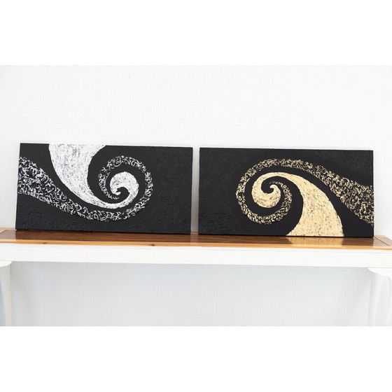 Image 1 of Set of 5 vintage abstract art paintings, Italy 2022