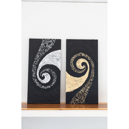 Set of 5 vintage abstract art paintings, Italy 2022