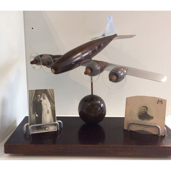 Image 1 of Vintage Art Deco airplane model in rosewood and aluminum, 1940