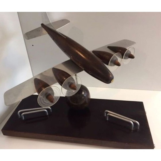 Image 1 of Vintage Art Deco airplane model in rosewood and aluminum, 1940