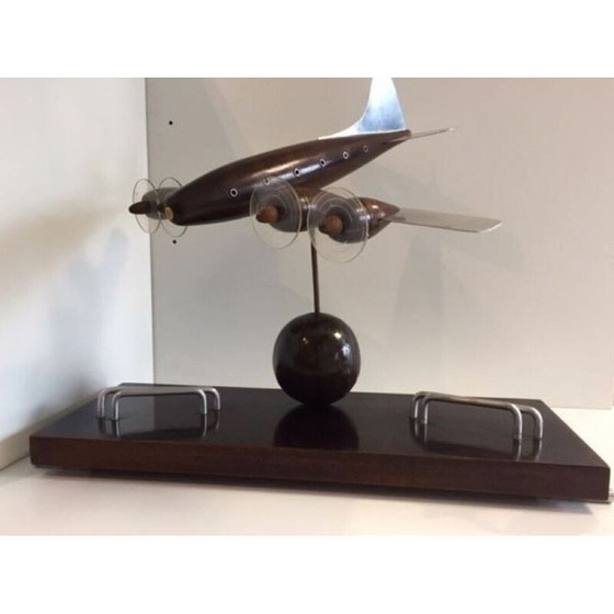 Image 1 of Vintage Art Deco airplane model in rosewood and aluminum, 1940