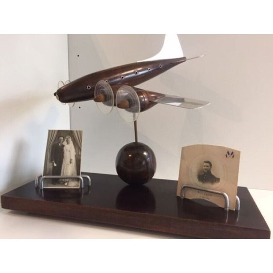 Image 1 of Vintage Art Deco airplane model in rosewood and aluminum, 1940