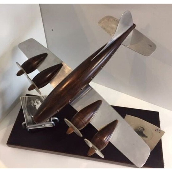 Image 1 of Vintage Art Deco airplane model in rosewood and aluminum, 1940