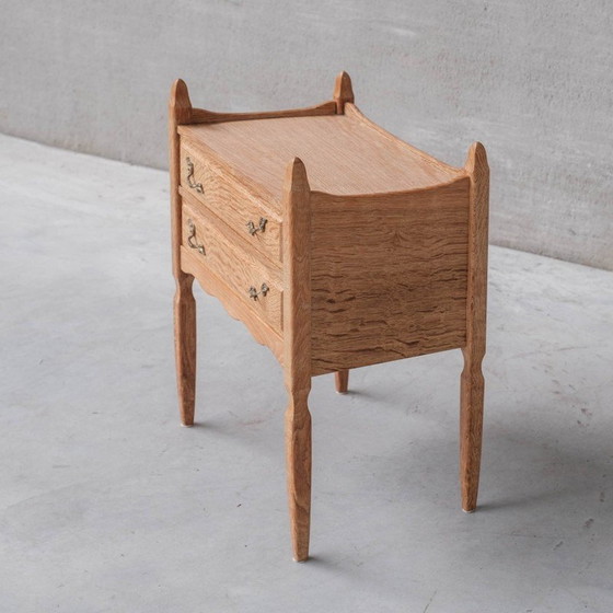 Image 1 of Pair of vintage oak and brass night stands, Denmark 1960s