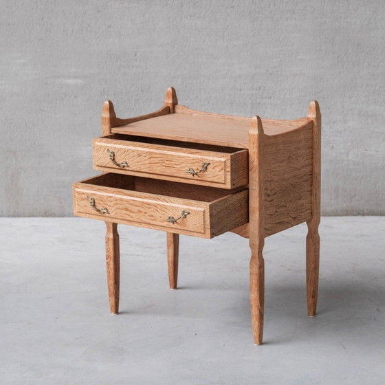 Image 1 of Pair of vintage oak and brass night stands, Denmark 1960s
