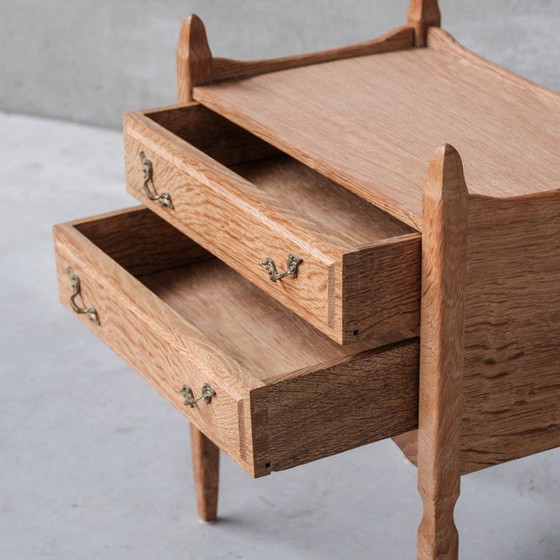 Image 1 of Pair of vintage oak and brass night stands, Denmark 1960s