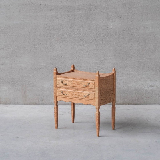 Image 1 of Pair of vintage oak and brass night stands, Denmark 1960s