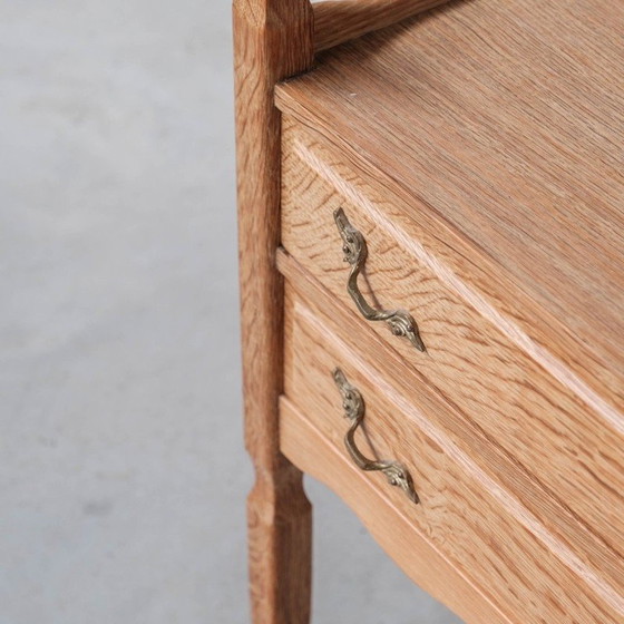 Image 1 of Pair of vintage oak and brass night stands, Denmark 1960s