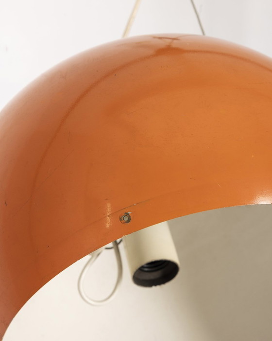 Image 1 of Lampadario vintage anni '70 in metallo arancione, design italiano 
