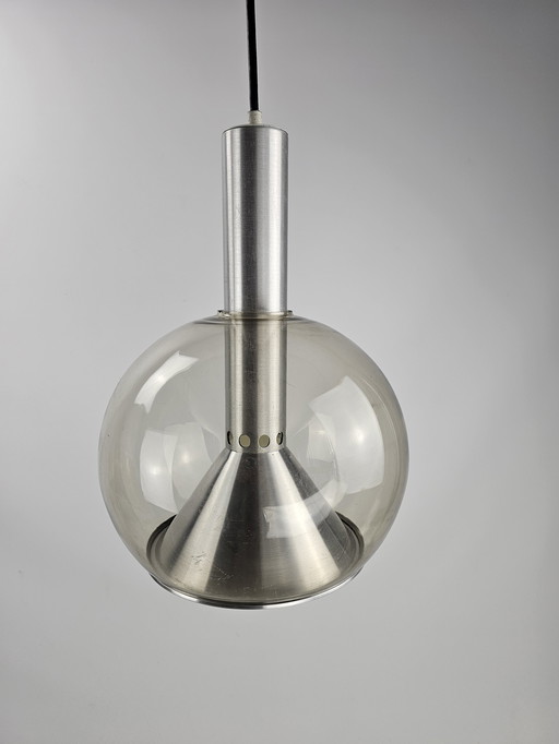 Lampe suspendue Erco en verre teinté et chrome