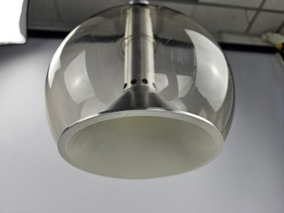 Image 1 of Lampe suspendue Erco en verre teinté et chrome