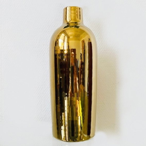 Image 1 of Bottle vase with silk flowers gold 31 cm