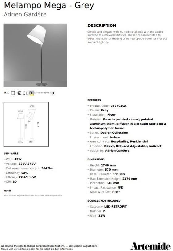 Image 1 of Artemide Melampo Mega Floor lamp