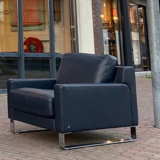 Image 1 of Fauteuil Rolf benz en cuir bleu