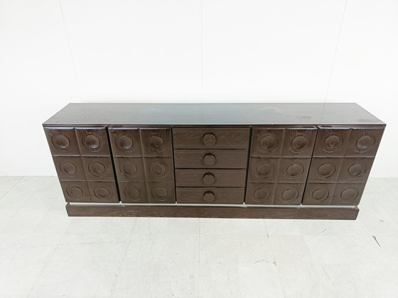 Image 1 of Vintage graphical brutalist credenza, 1970s