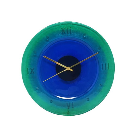 Image 1 of Orologio da Parete Vintage in Vetro di Murano by "Cà Dei Vetrai"