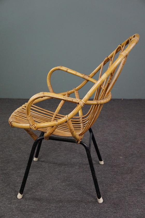 Image 1 of Fauteuil en rotin avec accoudoirs, Dutch Design, 1960