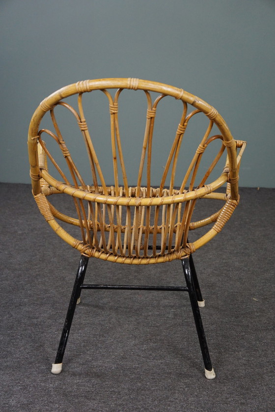 Image 1 of Fauteuil en rotin avec accoudoirs, Dutch Design, 1960