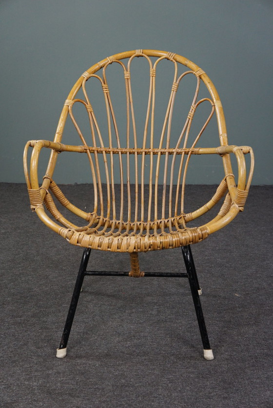 Image 1 of Fauteuil en rotin avec accoudoirs, Dutch Design, 1960